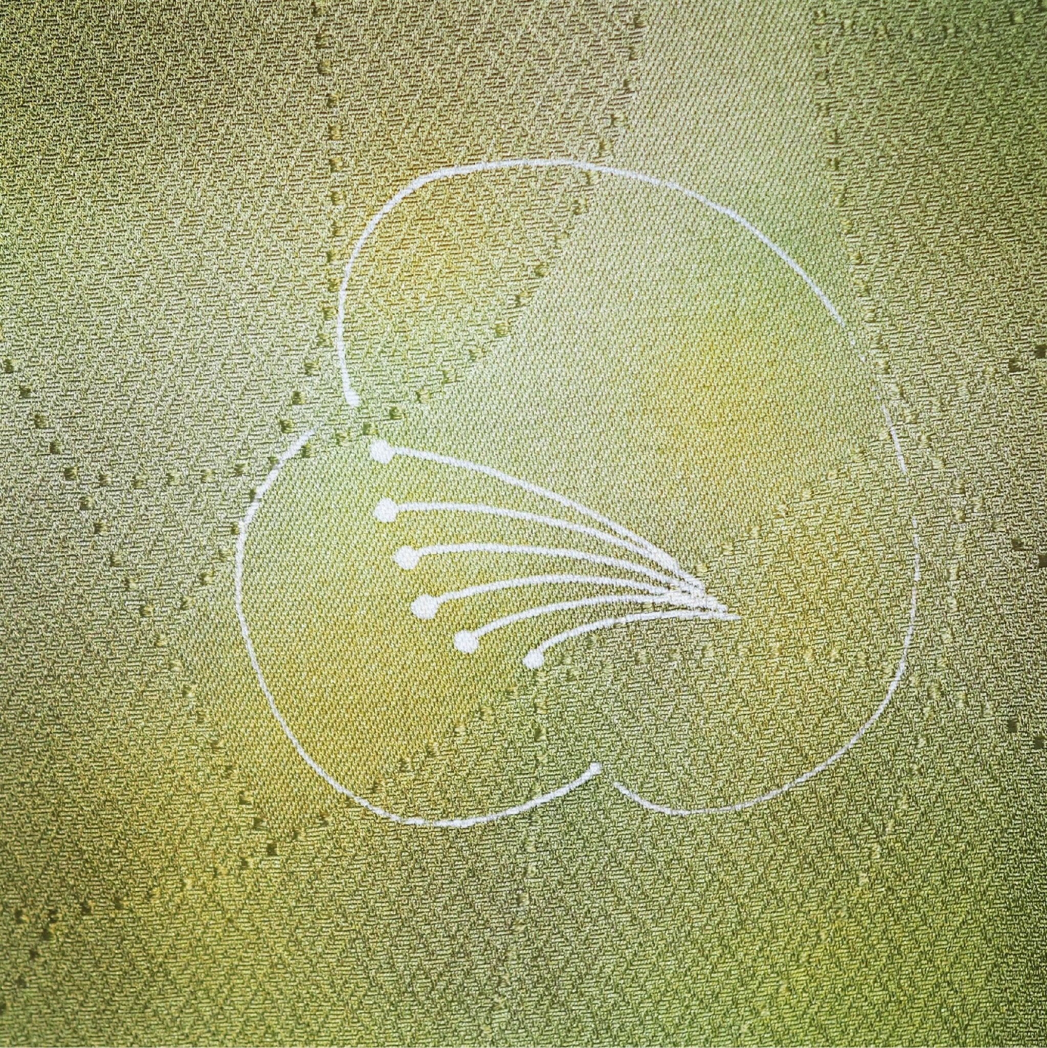 Green michiyuki with japanese plum UME design - KUDEN by TAKAHIRO SATO