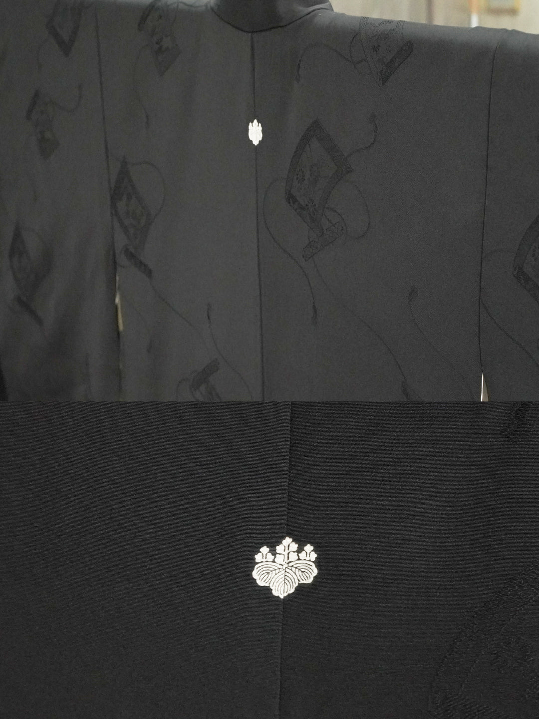 Black haori with white family crest [H-A16] - KUDEN by TAKAHIRO SATO