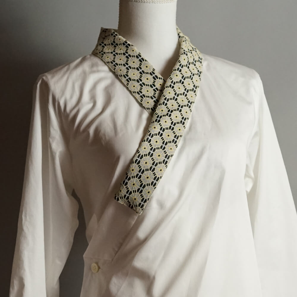 Attachable Lace collar Gerbera Yellow001-BB for Juban Shirt