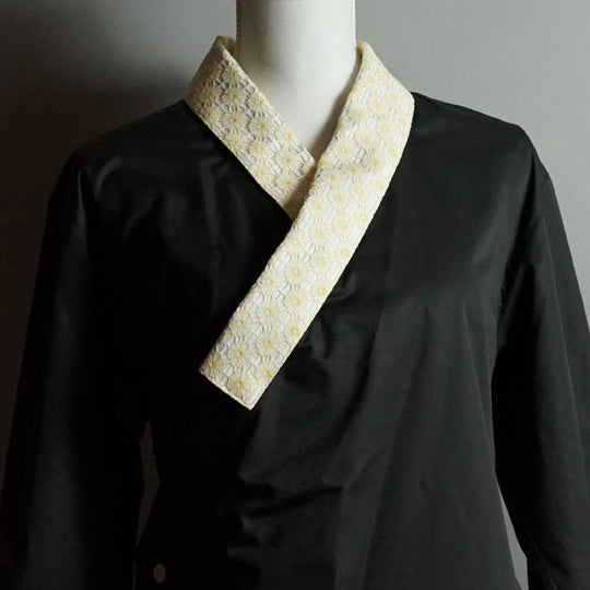 Attachable Lace collar Gerbera Yellow 001-WB for Juban Shirt