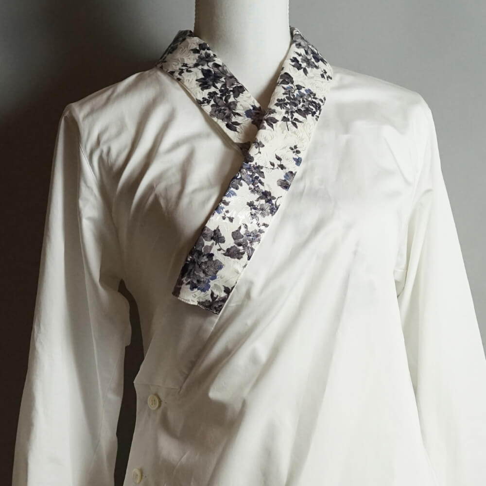 Attachable collar Chic monochromatic flower 001 for Juban Shirt