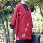 Red modern pattern designed michiyuki,Japanese vintage kimono,womens kimetsu no yaiba samurai