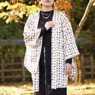 Colorful cute pattern on white haori - KUDEN by TAKAHIRO SATO