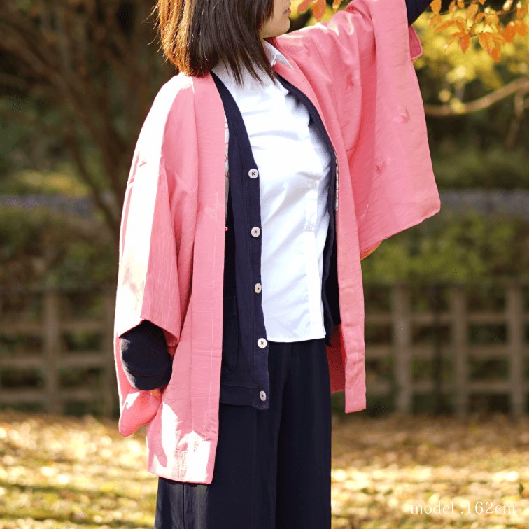 Pink with flower design haori – KUDEN by TAKAHIRO SATO