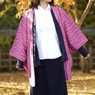 Pink with gray purple pattern haori,Japanese vintage kimono,womens haori Kimetsu no yaiba samurai