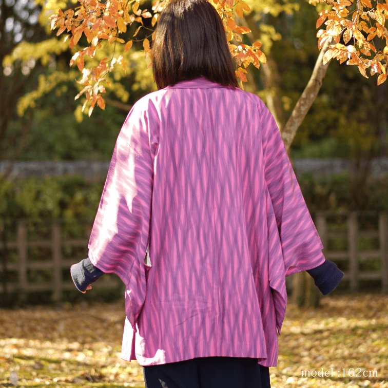 Pink with gray purple pattern haori,Japanese vintage kimono,womens haori Kimetsu no yaiba samurai