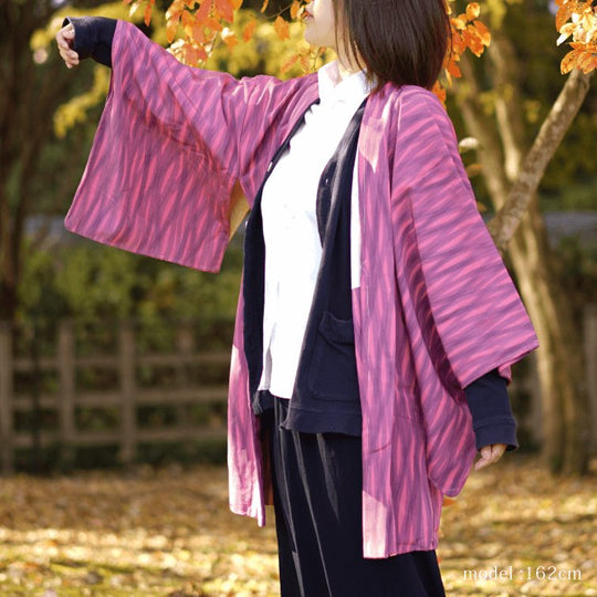 Pink with gray purple pattern haori,Japanese vintage kimono,womens haori Kimetsu no yaiba samurai