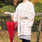 Red modern pattern on white haori,Japanese vintage kimono,womens kimetsu no yaiba samurai