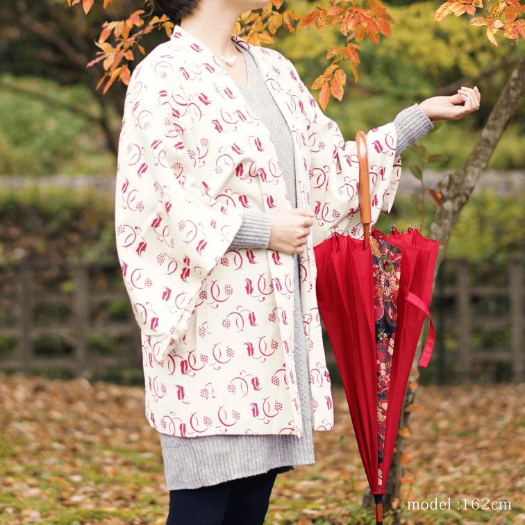 Red modern pattern on white haori,Japanese vintage kimono,womens kimetsu no yaiba samurai