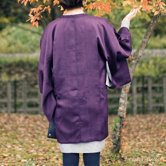 Purple chic michiyuki,Japanese vintage kimono,womens haori Kimetsu no yaiba samurai