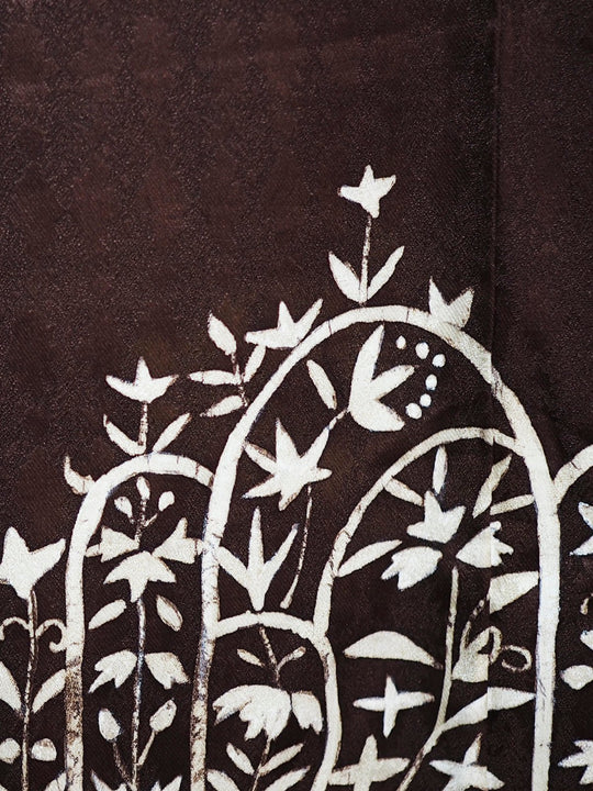 Brown haori with white plants pattern - KUDEN by TAKAHIRO SATO