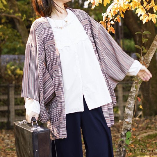 Japanese color stripe haori,Japanese vintage kimono,womens haori Kimetsu no yaiba