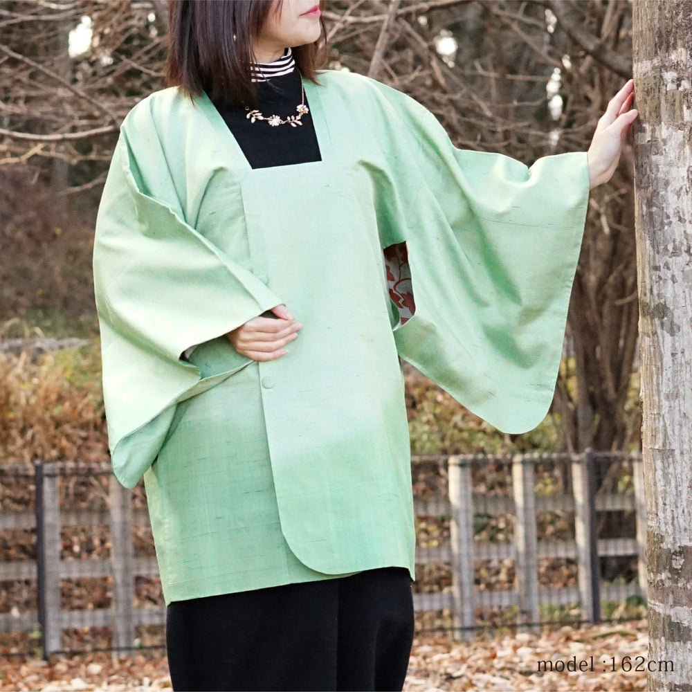 Light green michiyuki,Japanese vintage kimono,womens Kimetsu no yaiba