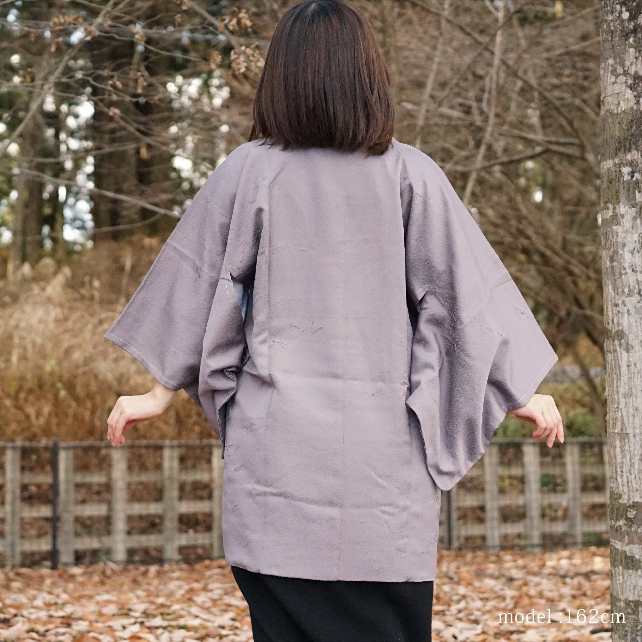 Purple gray michiyuki,Japanese vintage kimono,womens haori Kimetsu no yaiba samurai