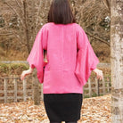 Pink haori with embossed leaf design,Japanese vintage kimono,womens haori Kimetsu no yaiba