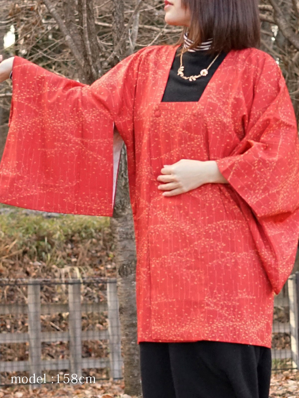 ヴィンテージ羽織 Red Autumn Leaf｜紅葉柄 着物アウター KUDEN