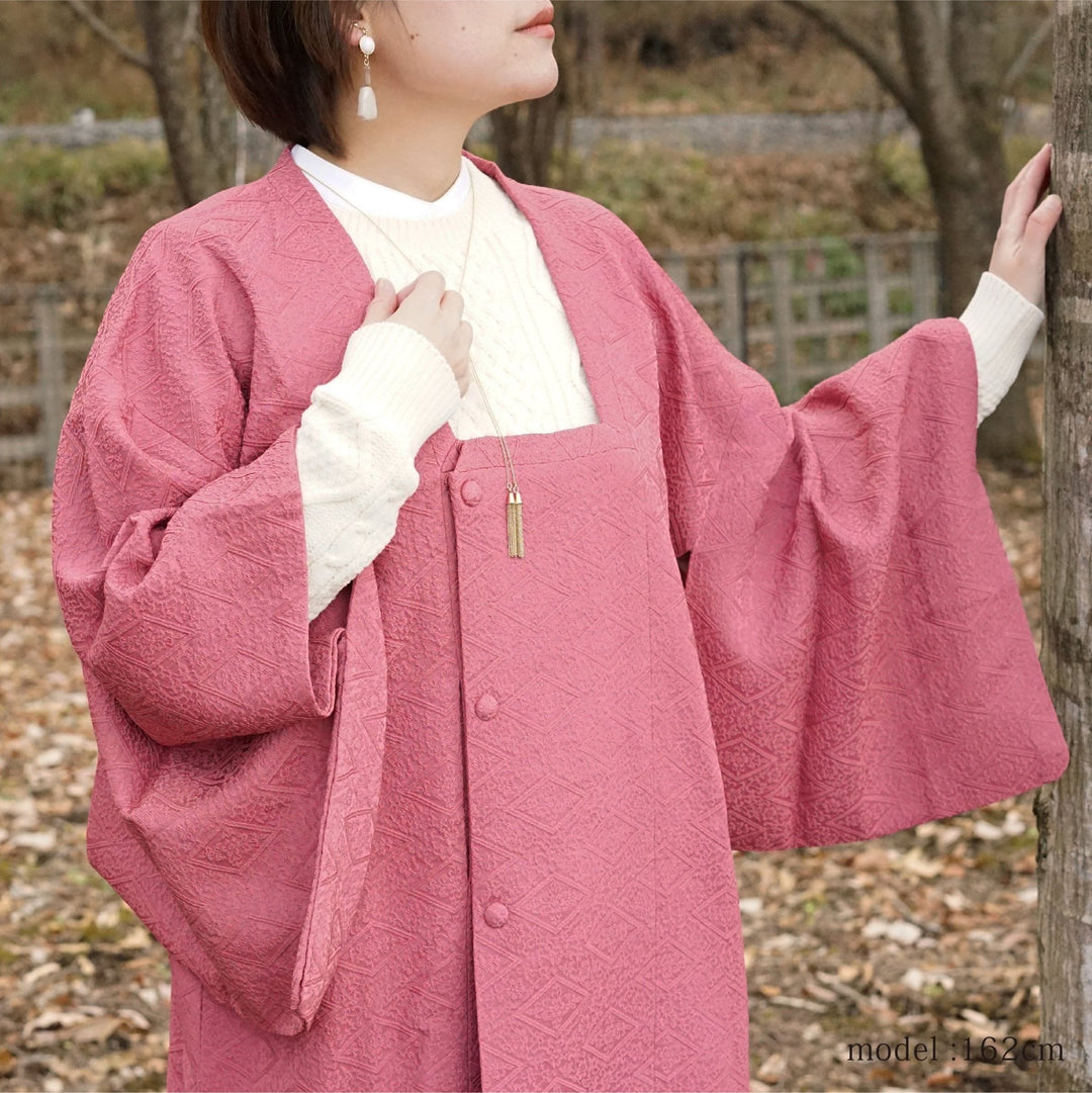 Pink elegant japanese michiyuki,Japanese vintage kimono,womens Kimetsu no yaiba