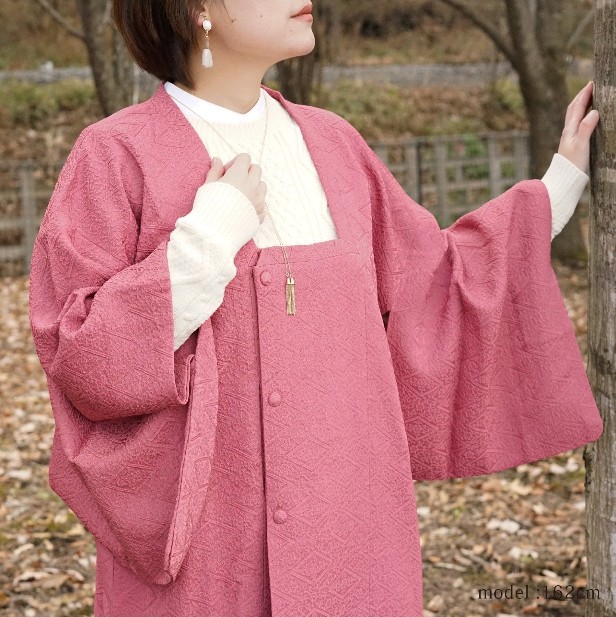 Pink elegant japanese michiyuki,Japanese vintage kimono,womens Kimetsu no yaiba