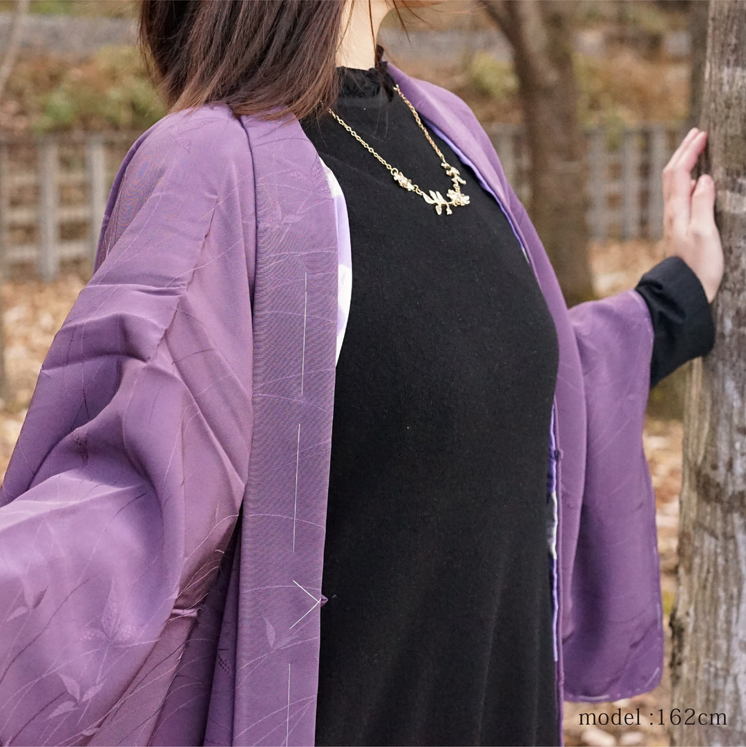 Feminine purple color haori ,Japanese vintage kimono,womens haori