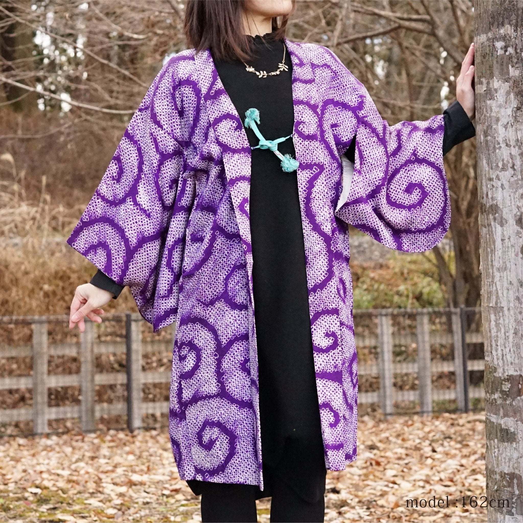 Purple winding round design haori,Japanese vintage kimono,womens haori Kimetsu no yaiba samurai