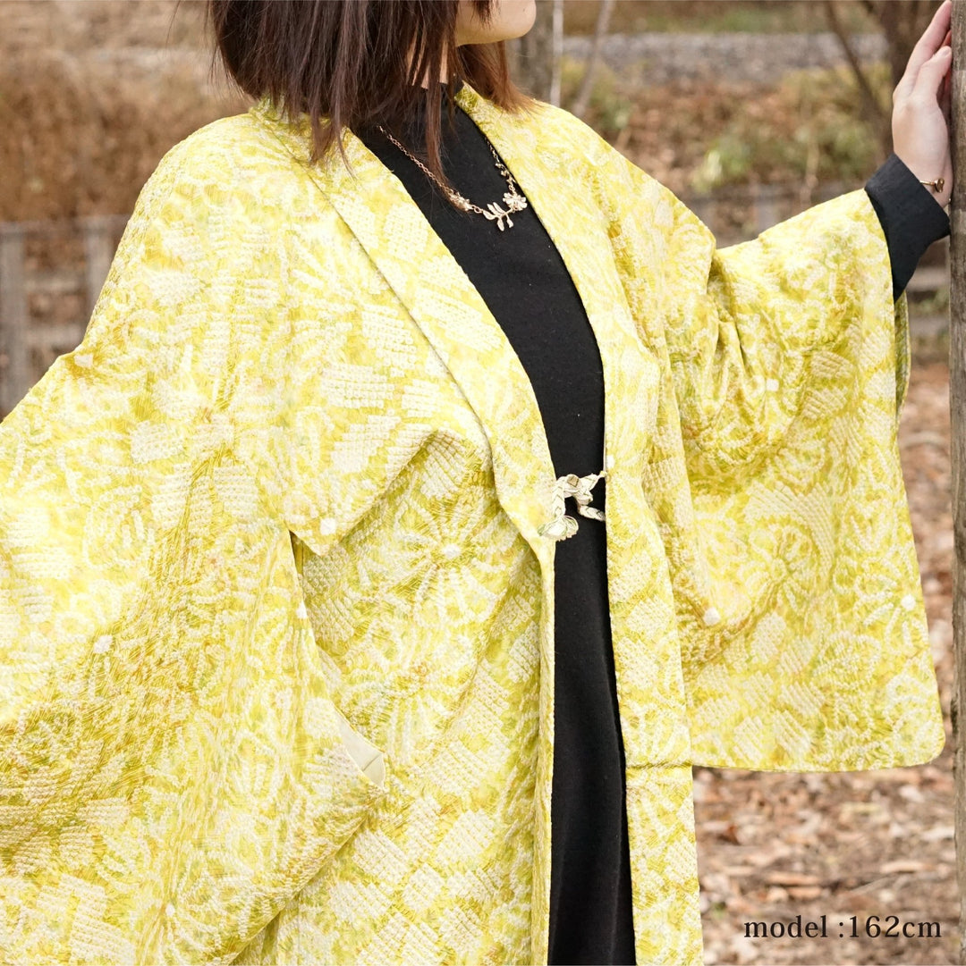 Green and yellow shibori haori - KUDEN by TAKAHIRO SATO