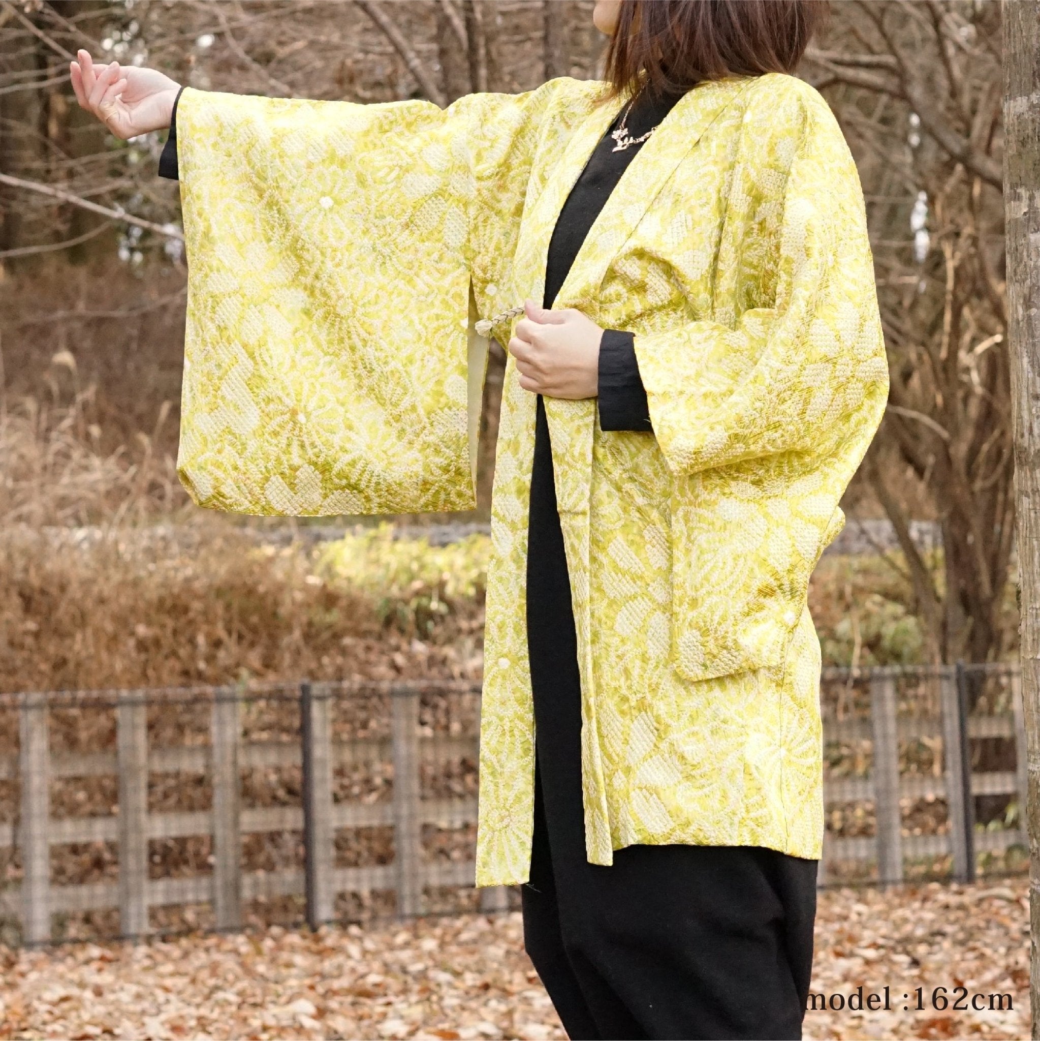 Green and yellow shibori haori - KUDEN by TAKAHIRO SATO
