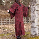 Red stripe-like design michiyuki,Japanese vintage kimono,womens haori kimetsu no yaiba samurai