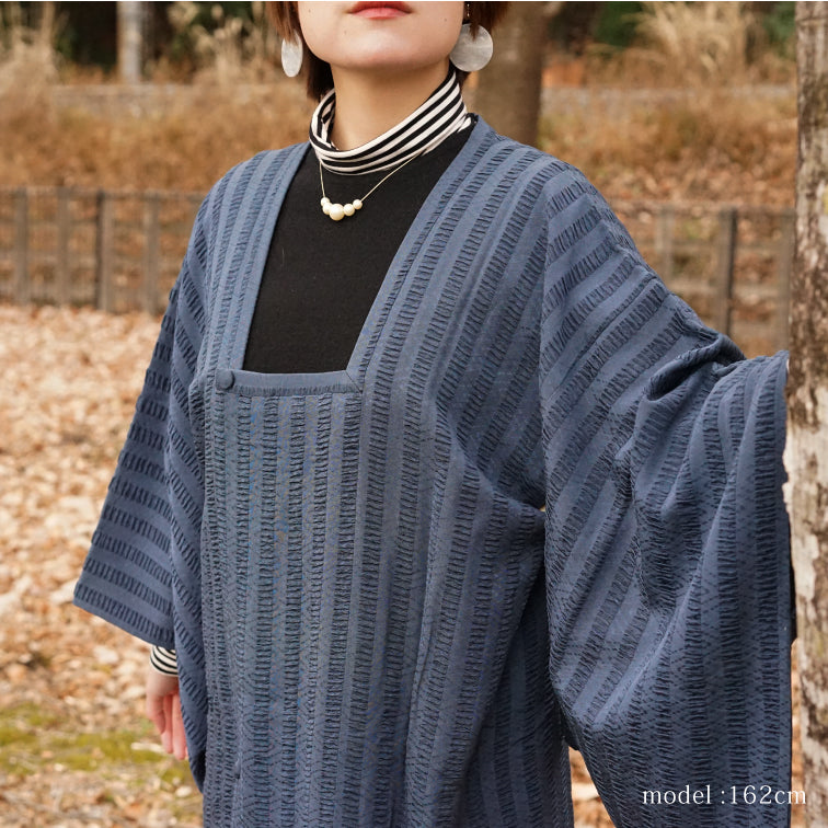 Modern cool navy michiyuki,Japanese vintage kimono,womens,female Kimetsu no yaiba