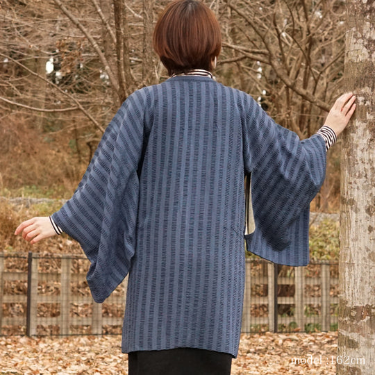Modern cool navy michiyuki,Japanese vintage kimono,womens,female Kimetsu no yaiba
