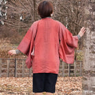 Orange pink michiyuki,Japanese vintage kimono,womens Kimetsu no yaiba