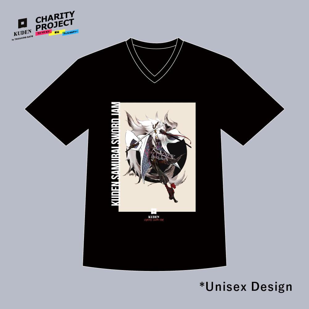 [charity]Samurai Mode Vneck Tshirt -Art model- by Dan Yoshii A18 - KUDEN by TAKAHIRO SATO