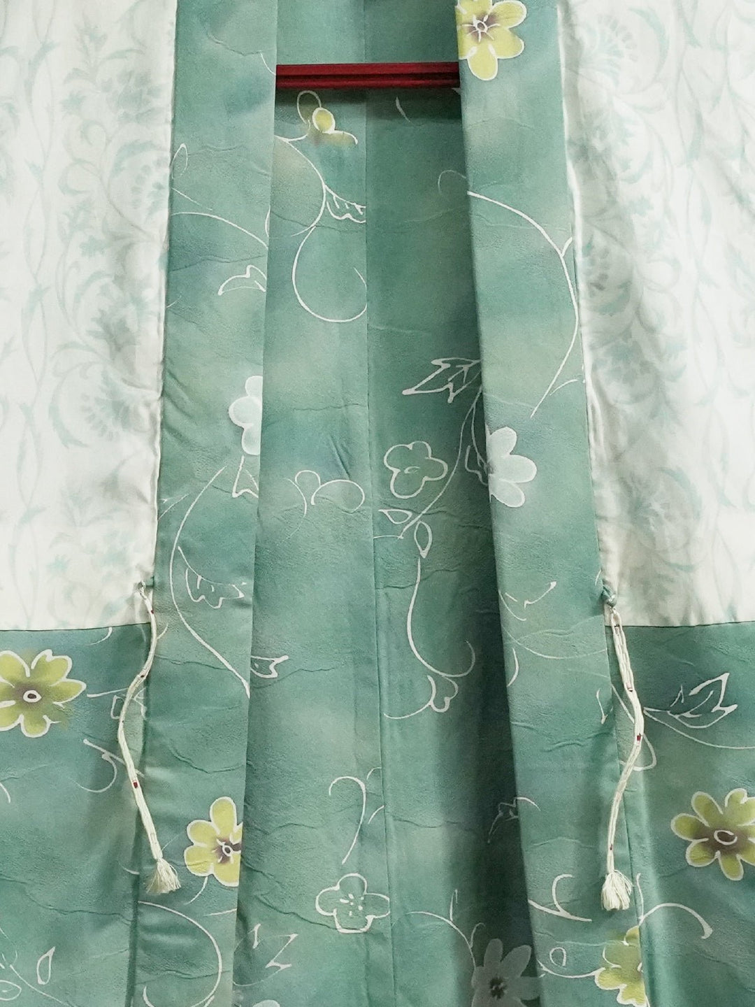 Green haori with flowers [H-A32] - KUDEN by TAKAHIRO SATO