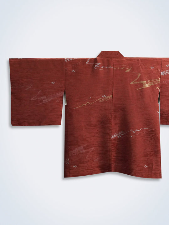 Deep red haori with gold&silver pattern [H-A47] - KUDEN by TAKAHIRO SATO