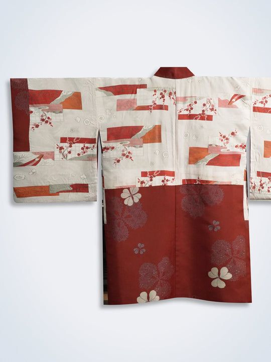 Red haori with white flower design [H-A48]