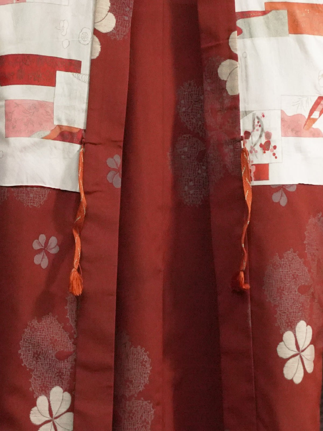 Red haori with white flower design [H-A48]