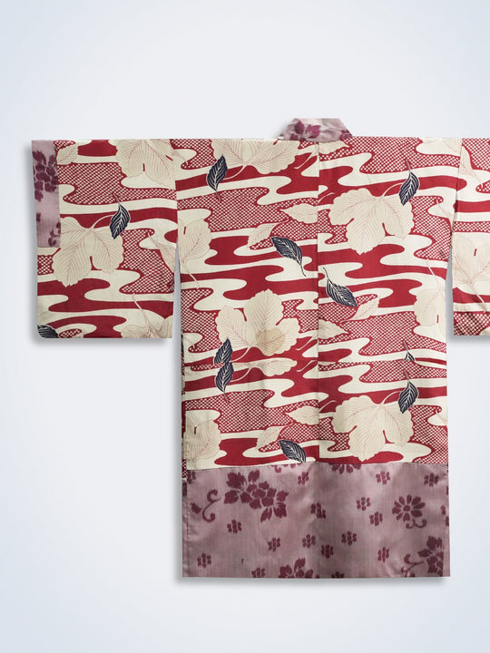 Smoky pink haori with red flower design [H-A58]